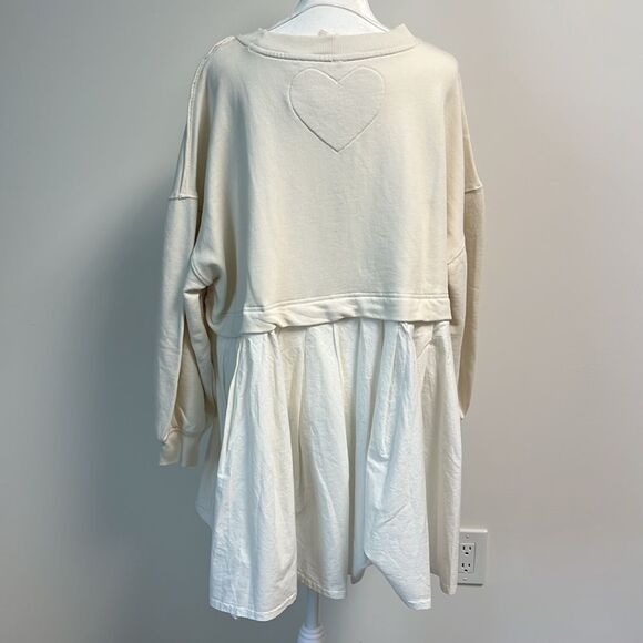 Free People Eleanor Pleated Trapeze Sweatshirt Ivory Dress XS - Picture 3 of 8
